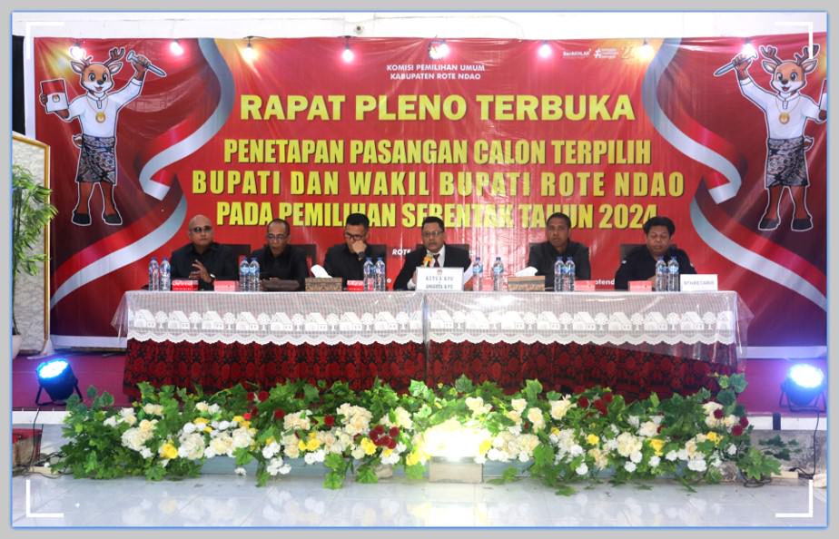 Rapat Pleno Terbuka, KPU Tetapkan Bupati dan Wabup Rote Ndao Terpilih Hasil Pemilihan Serentak 2024