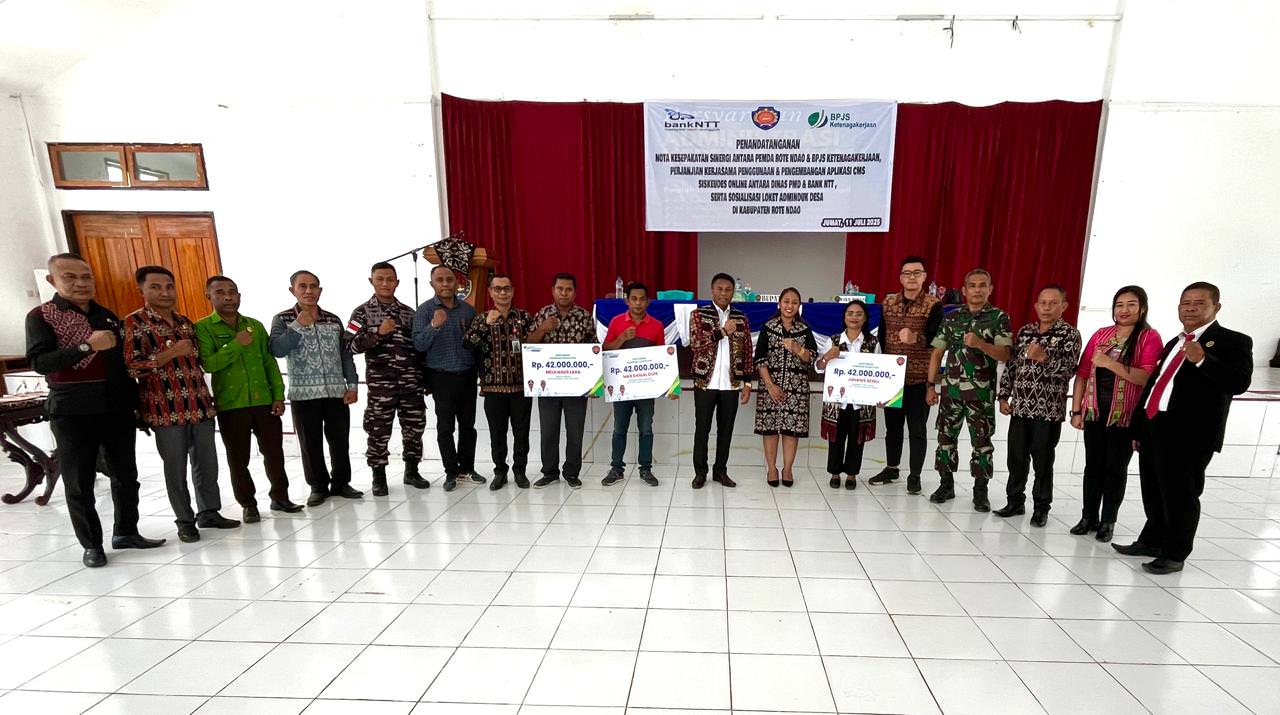 Pemkab Rote Ndao, BPJS Ketenagakerjaan dan Bank NTT Kerja Sama Jamsostek Kades dan Perangkat Serta CMS Siskeudes