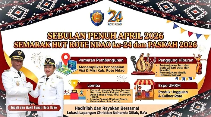 Semarak HUT ke-24 Rote Ndao dan Paskah 2026: Sebulan Penuh Pameran Pembangunan, Panggung Hiburan, Lomba dan Expo UMKM