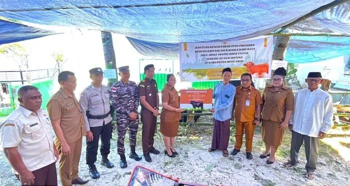 Wabup Rote Ndao Menyerahkan Bantuan Hewan Kurban Jelang Perayaan Idul Adha 1447 H